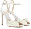 Sommer Luxuriöse Marken Sacora Kleid Schuhe Weiße Perlen Leder Pumps Lady jimminess choos Stiletto-Absatz Knöchelriemen Braut Hochzeit EU35-43.Mit Box eAD