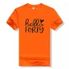 Damen-T-Shirts „Hello Forty“-T-Shirt für Damen, zum 40. Geburtstag, süßer Aufdruck, kurzärmelig, Grafik-T-Shirt, Tops, Damen, 40 Jahre alt, Kleidung, Mama-Geschenke