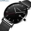 Crrju ny ankomst Silm Men sportklockor Business Waterproof Simple Present armbandsur Male Relogio Masculino Men Black Clock2015