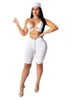 Mulheres femininas Summer Bandrage Solid Solid Short Tracksuit Women Sexy Cut Out Halter Lace Up Crop top shorts Com Hood Club Skinny Two Piece