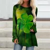 Women's Blouses Leaf Print St. Patrick's Day Top Lange mouwen Y2K Streetwear Tops Women Harajuku en Mujer T -shirt