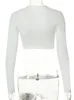 Dames t shirts aualay herfst streetwear mode brief grafische tops vrouwen 2023 o nek lange mouw crop top print witte bodycon tee vrouw