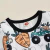 Completi abbigliamento 2023 0-3Y Pasqua Baby Boys Set Manica corta Carote Stampa Patchwork Girocollo T-shirt Elastico in vita Pantaloncini Estate