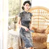 Этническая одежда Sheng Coco шелк средней длины Cheongsam китайский стиль стройные летни