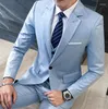 Abiti da uomo 3 pezzi Abito da uomo 2023 Solid Slim Fit Uomo Abito casual Manica lunga Plus Size Business Abiti da cerimonia Blazer Set