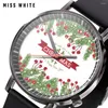 Polshorloges Merry Christmas Leaf Letters kijken trendy casual jongensstudenten modieus honderd kwarts relojes de hombre