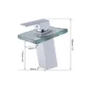 Bathroom Sink Faucets OUBONI LED Light Glass Wash Basin Faucet Single Lever Waterfall Solid Brass Tap Color Change