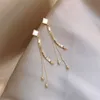 Vintage Pearl Tassel Ear Wrap Crawler Earrings For Women Party Fashion Long Hanging drop Earring Wedding Jewelry