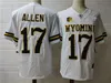 Jerseys de futebol Customing Wyoming Jersey de futebol NCAA College Josh Allen Andrew Peasley Titus Swen Joshua Cobbs Gibbs Godbout Joey Braasch Branco Amarelo