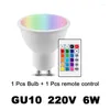 1-10pcs LED LED Intelligent RGBW Bulb Gu10 A60 G45 C37 24キー赤外線リモートコントロールAC220V 6W 10Wカラープラス白色光調光
