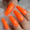 False Nails Long Shiny Bright Yellow Fake Nail Summer Smooth Lively Coffin Simple Tips Manicure