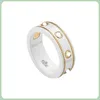 80% de descuento 2023 Nueva joyería de moda de lujo de alta calidad para anillo familiar Piedra de acero negra de cerámica blanca doble para hombres y mujeres para regalar a sus novias