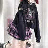 Kobiety T -koszulki anime kawaii bluza grafika Harajuku punk tops kobiety długie rękaw ciemne estetyczne bajek z kapturem At alt alt