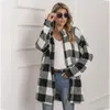 Dames bont faux 2023 winter warme casual jas mode afslag met één borsten met lange mouwen dames jas vintage plaid los pluche outwe