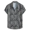 Heren t shirts mannen casual Hawaii print shirt shirt shirt mouw turndown kraag blouse pullovers overschrijden