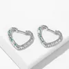 Hoop Earrings & Huggie Arrival Silver Color Earring For Women Heart Wedding Fashion Jewelry Green Crystal Girls Gifts Piercing EarringsHoop