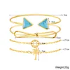 Brazalete 4pcs/set pulseras de cadena redonda retro anudada para mujeres joyas de brazaletes de oro