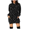 Casual Dresses for Women 2023 Plus Size Women's Halloween Print långärmad huva Pullover Mini Dress Tops Vestidos Mujer Verano