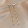 Vintage Pearl Tassel Ear Wrap Crawler Earrings For Women Party Fashion Long Hanging drop Earring Wedding Jewelry
