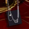 Tour de cou Tendance Brillant Noir Zircon Papillon Pendentif Collier Pour Femmes Charme Double Couche Clavicule Chaîne Fille Irrégulier Cou Bijoux