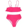 Costume da bagno da donna Costume da bagno con nappa da donna Costume da bagno push up da spiaggia solido Costume da bagno brasiliano perizoma per ragazze Swim Femme1