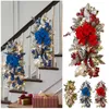 Couronnes de fleurs décoratives Design de mode 2PC décoration d'escalier pré-éclairée sans fil illumine la couronne de LED de Noël escalier Swag TrimDecorativ