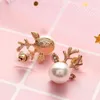 Stud -oorbellen 1Pair Fashion Christmas Pearl Deer Ear Women Girl