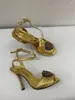 Sandalen rond teen stiletto hiel met gouden kristal metalen hartvormige boog buckle catwalk mode sexy