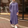 Ethnic Clothing Autumn Winter Abaya Muslim Woman Dress Long Sleeve Shirt Pocket Dubai Kaftan Arabic Islam Ramadan Robe Caftan Marocain