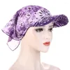 Ball Caps Bandana Scarf Cap Sunscreen Hedging Printed Brim Baseball Candy Sunshade Hooded Headpiece Headscarf Hat