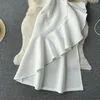 Casual jurken Vestidos de mujer Elegante strapless onregelmatige diagonale kraag off-shoulder gewaad femme ruches split slanke feestjurken 2023