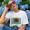 Women's T Shirts Summer Women Shirt Tee Tops Rose Printed Brand Clothing Female Short Sleeve Tshirts Elegant Ladies Casual Harajuku