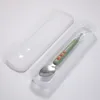 Set di stoviglie Cucchiaio per bambini con scatola Cucchiaio in silicone morbido Stoviglie in acciaio inossidabile Utensili per posate per bambini