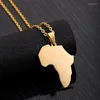 Подвесные ожерелья африканская африка карта Hiphop nceklace Gold Color Цветы нержавеющей стали для женщин мужские ювелирные изделия подарок оптом