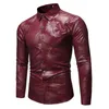 Men's T Shirts Men's Casual Lapel Regular Fit Top Shirt Long Sleeve Luxury Bronzing Printed Button Party Turn Down Collar Streetwear