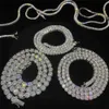 Ronde gesneden moissaniet diamant 2-6,5 mm hiphop sieraden tennisarmband ijskoud 925 sterling zilveren vvs moissaniet tennisketen