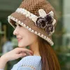 Berets Ladies Beanie Hat Women Autumn Winter Crochet Knitted Flowers Decorated Ear Warm Hats Casual Soft Ski Bonnet Female Wool Cap