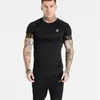 Herr t skjortor män fitness smal fit sportmärke t-shirt fritid o nack kort ärm skjorta manliga mode tees toppar sommar gata gym kläder