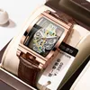 Начатые часы Binbong Fashion Rose Gold Case Mens Casual Clock Quartz Watches Personality Hollow Dial