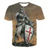 Męskie koszulki Knights Templariusze wydrukowana koszulka O-Neck Modna moda swobodny krótki rękaw streetwear harajuku topy tee