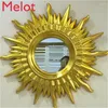 Badtillbehör Set Luxury Fashion Art Metal Decorative Mirror Modern Simple Wall Hanging Frame Sun Retro