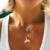 Pendant Necklaces Necklace For Women Vintage Turquoises Stone Bohemia Jewelry Fish Tail Water Drop Metal Party