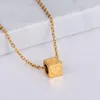 Pendant Necklaces Cute 6mm Square Gold Heart Charms Link Chain Love Necklace Valentine's Day Gifts Fashion Stainless Steel Women Jewelry