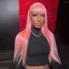 Light Pink 13x4 Transparent Lace Front Wig Human Hair Wigs With Bangs Staright 613 Colored 13x6 HD Frontal Pre Plucked