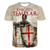 Męskie koszulki Knights Templariusze wydrukowana koszulka O-Neck Modna moda swobodny krótki rękaw streetwear harajuku topy tee