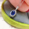 Pendentif Colliers Tournesol En Forme Bleu CZ Collier Femmes Pour Mariage Luxe Femme Accessoires Anniversaire Cadeau Bijoux De Mode