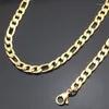 Chains AMUMIU 45-70cm 6mm Quality 316L Stainless Steel Gold Color Rope Necklace Man Woman Jewelry Male Gifts 2023 KN058