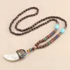 Подвесные ожерелья Wenge деревянный рог форма этнические ювелирные украшения будда