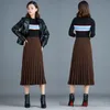 Skirts A-line Casual Solid Midi Cotton Empire Autumn Warm Knitted Fahion Womens Pencil Flared Skirt Female Winter Women