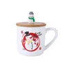 Mugs 1 Piece Of Gift Mug 2023 Arrival Christmas Trees Santa Snowman Reindeer Patterns With Bamboo 3D Cover Coffee